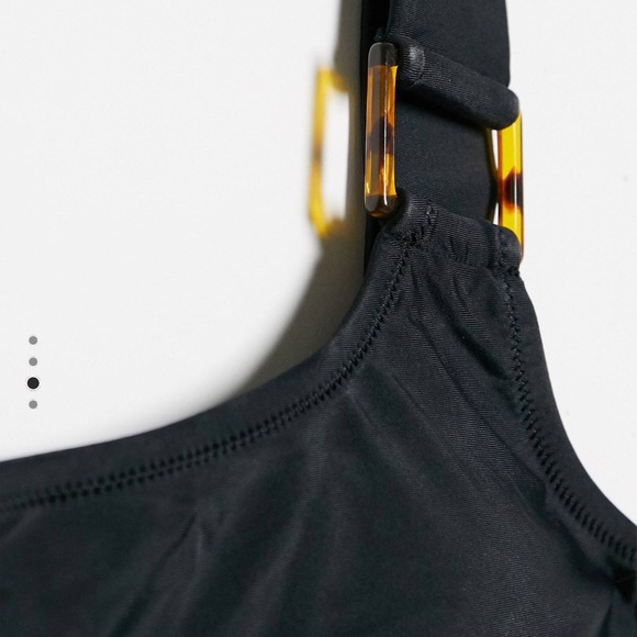 CANDYPANTS one shoulder ring bikini top black size 6 - Picture 5 of 8